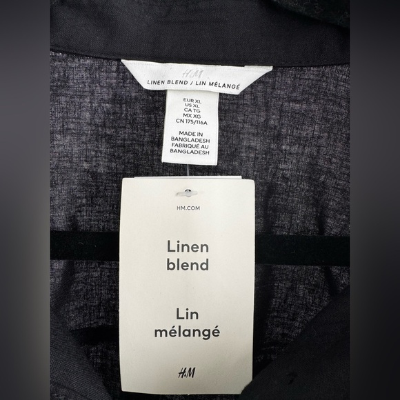 ✨ H&M Black Linen Blend Shirt Dress – Size XL ✨ - Picture 2 of 7
